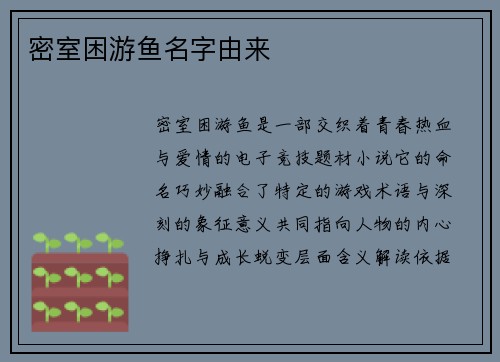密室困游鱼名字由来